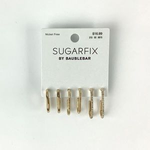 SUGARFIX by BaubleBar Gold Huggie Hoop Earring Set 3pc - Gold NWT
